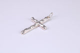 25 mm Long, Sterling Silver Bark effect Cross, Made From Solid Cast Silver