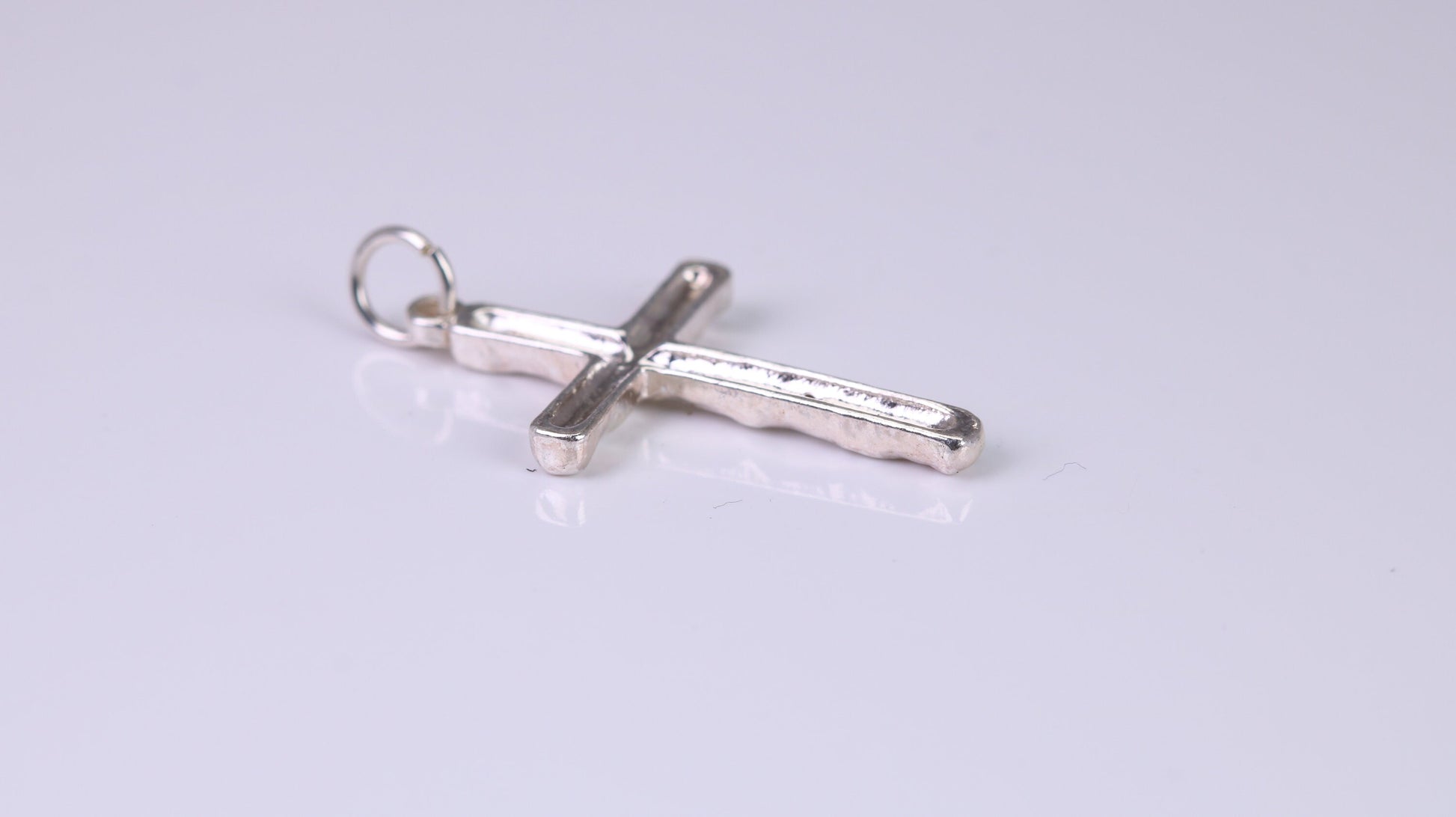25 mm Long, Sterling Silver Bark effect Cross, Made From Solid Cast Silver