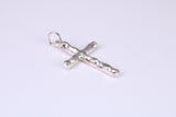25 mm Long, Sterling Silver Bark effect Cross, Made From Solid Cast Silver