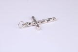 25 mm Long, Sterling Silver Bark effect Cross, Made From Solid Cast Silver
