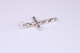 25 mm Long, Sterling Silver Bark effect Cross, Made From Solid Cast Silver