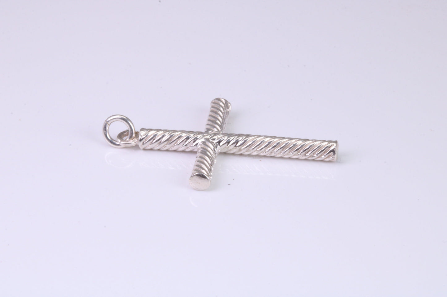 35 mm Long, Twisted Rope Effect Silver Cross, Made From Solid Cast Silver
