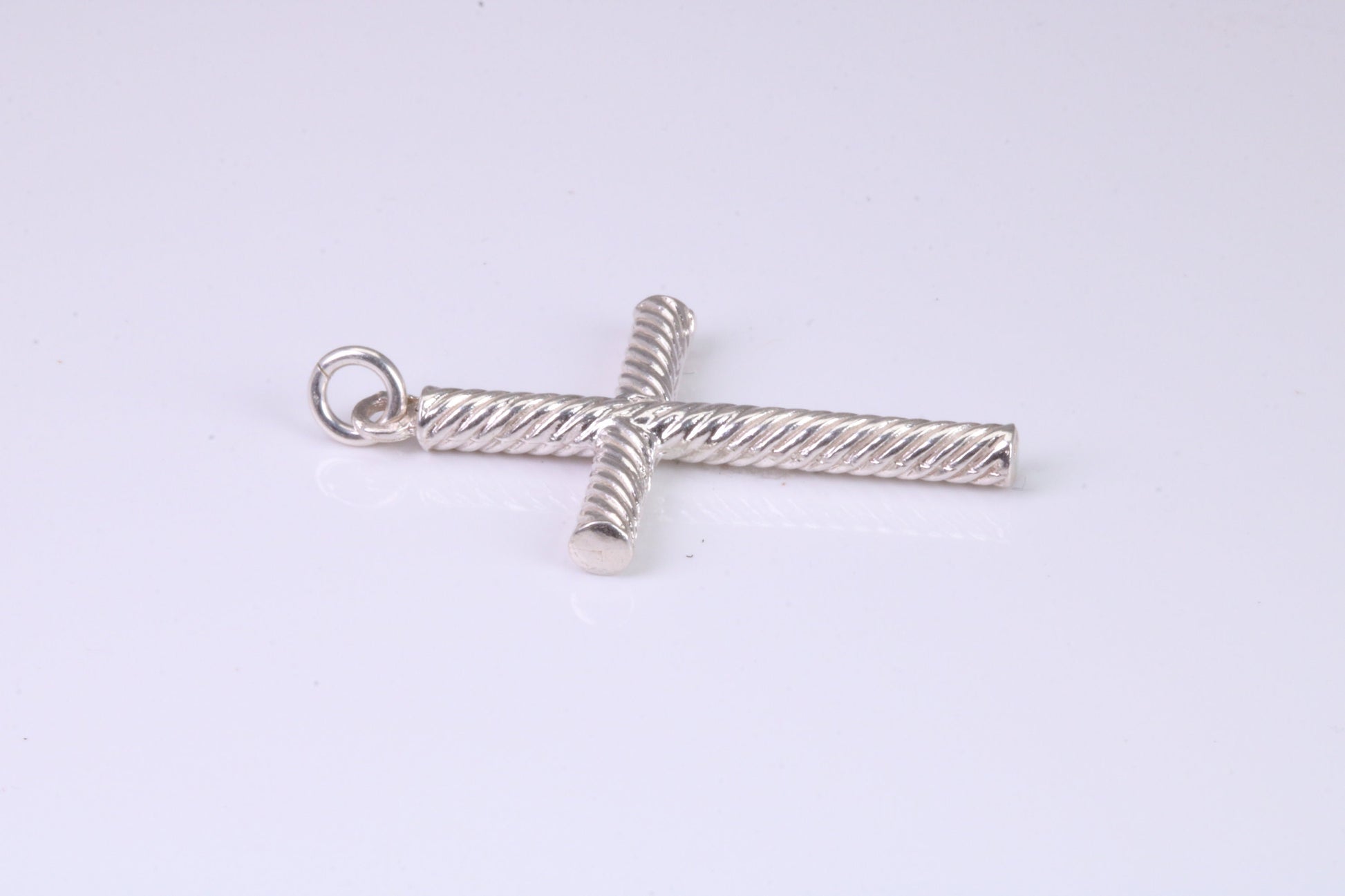 35 mm Long, Twisted Rope Effect Silver Cross, Made From Solid Cast Silver