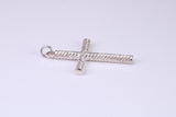 35 mm Long, Twisted Rope Effect Silver Cross, Made From Solid Cast Silver