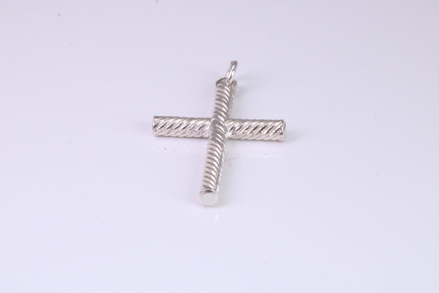 35 mm Long, Twisted Rope Effect Silver Cross, Made From Solid Cast Silver