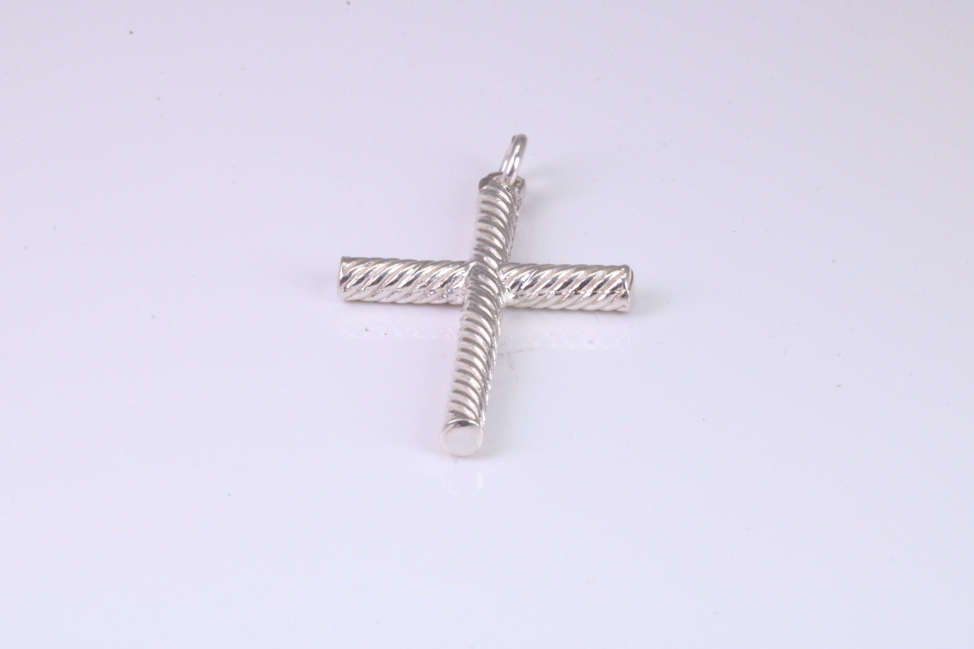 35 mm Long, Twisted Rope Effect Silver Cross, Made From Solid Cast Silver