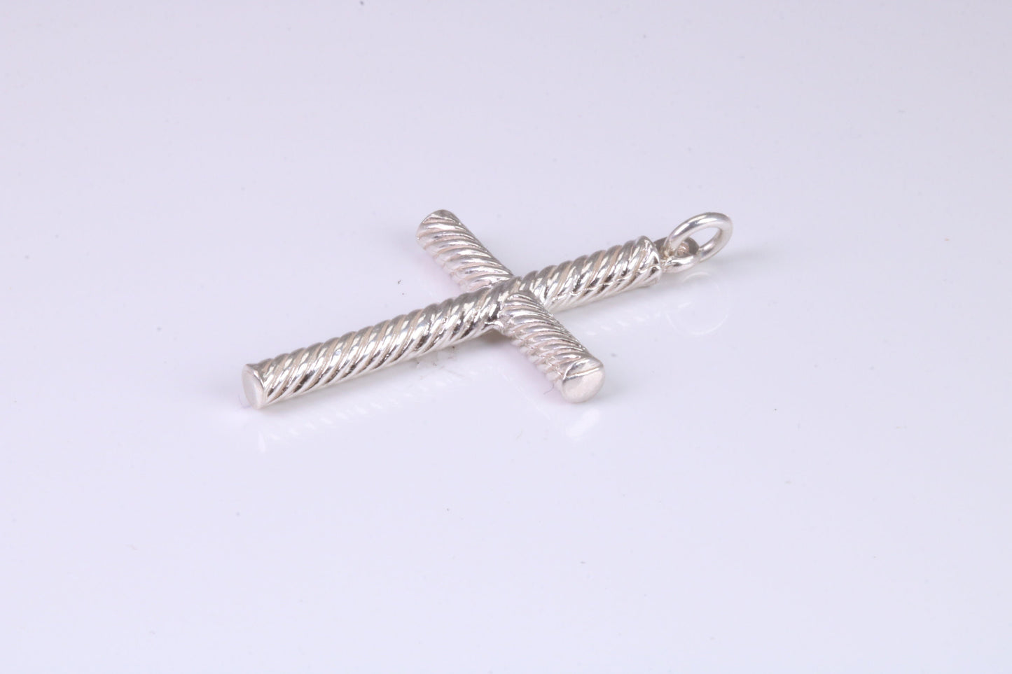 35 mm Long, Twisted Rope Effect Silver Cross, Made From Solid Cast Silver