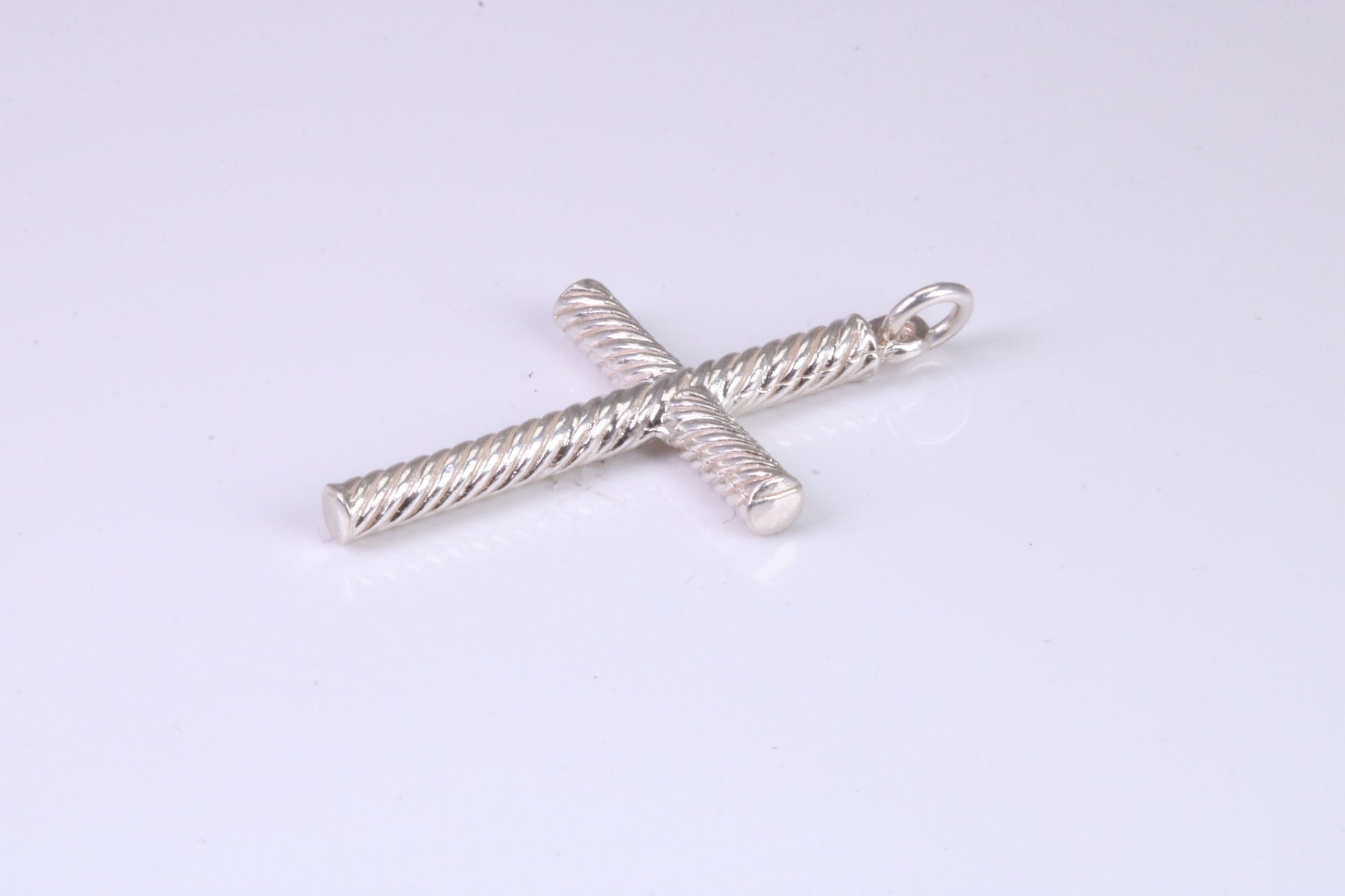 35 mm Long, Twisted Rope Effect Silver Cross, Made From Solid Cast Silver
