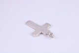 Small 21 mm Long Patterned Cross, Made From Solid Cast Silver, Complete With Silver Chain