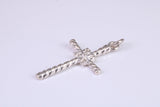 32 mm Long, Twisted Rope Effect Silver Cross, Made From Solid Cast Silver