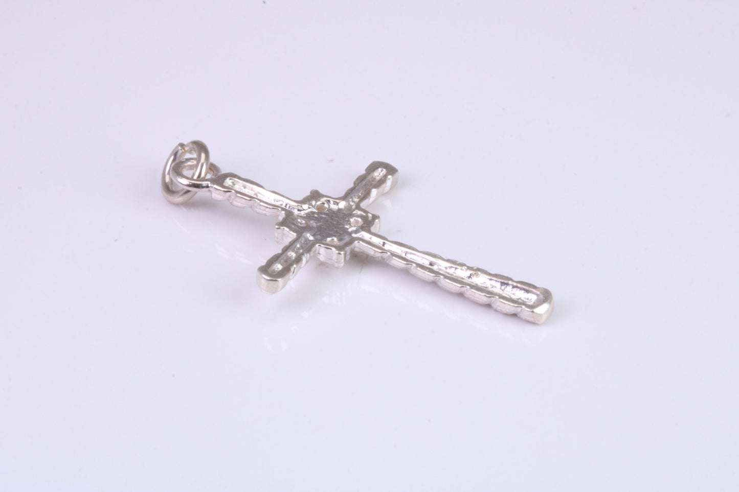 32 mm Long, Twisted Rope Effect Silver Cross, Made From Solid Cast Silver