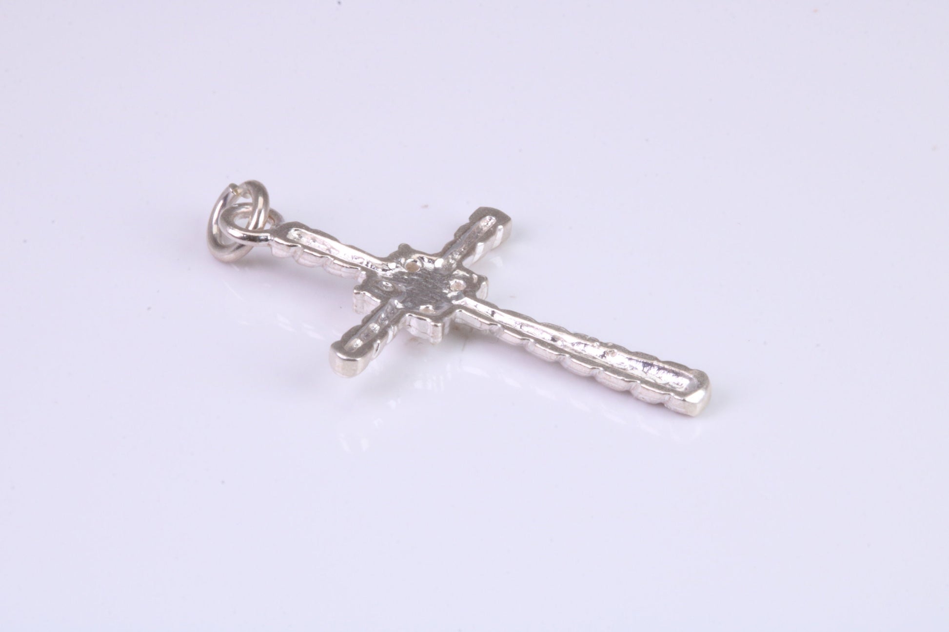 32 mm Long, Twisted Rope Effect Silver Cross, Made From Solid Cast Silver