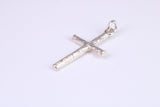 27 mm Long, Sterling Silver Bark effect Cross, Made From Solid Cast Silver
