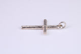 27 mm Long, Sterling Silver Bark effect Cross, Made From Solid Cast Silver