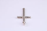 27 mm Long, Sterling Silver Bark effect Cross, Made From Solid Cast Silver