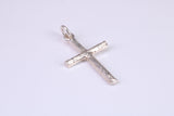 27 mm Long, Sterling Silver Bark effect Cross, Made From Solid Cast Silver
