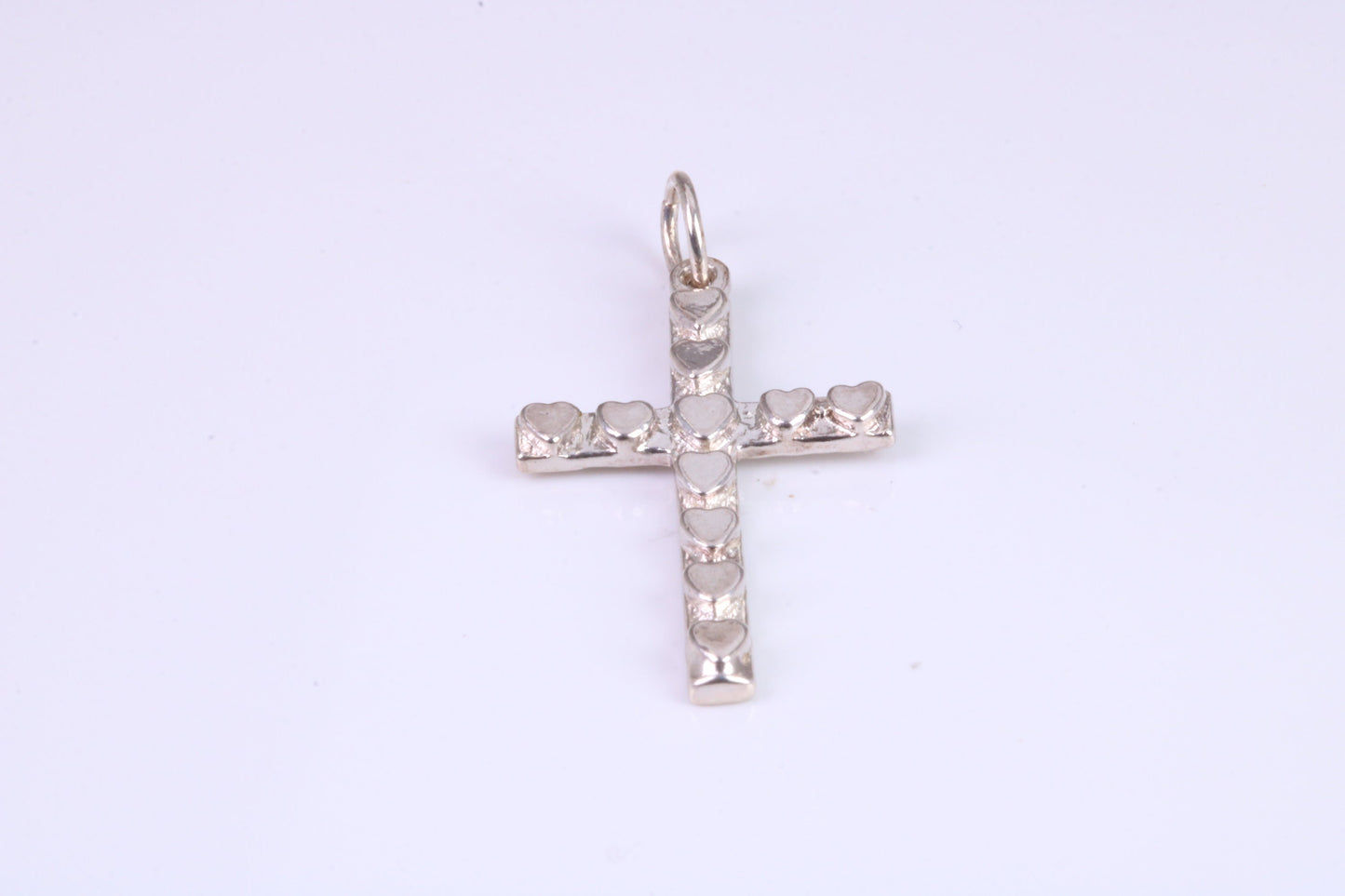 Small 25 mm Long, Silver Love Hearts Cross, Made From Solid Cast Silver