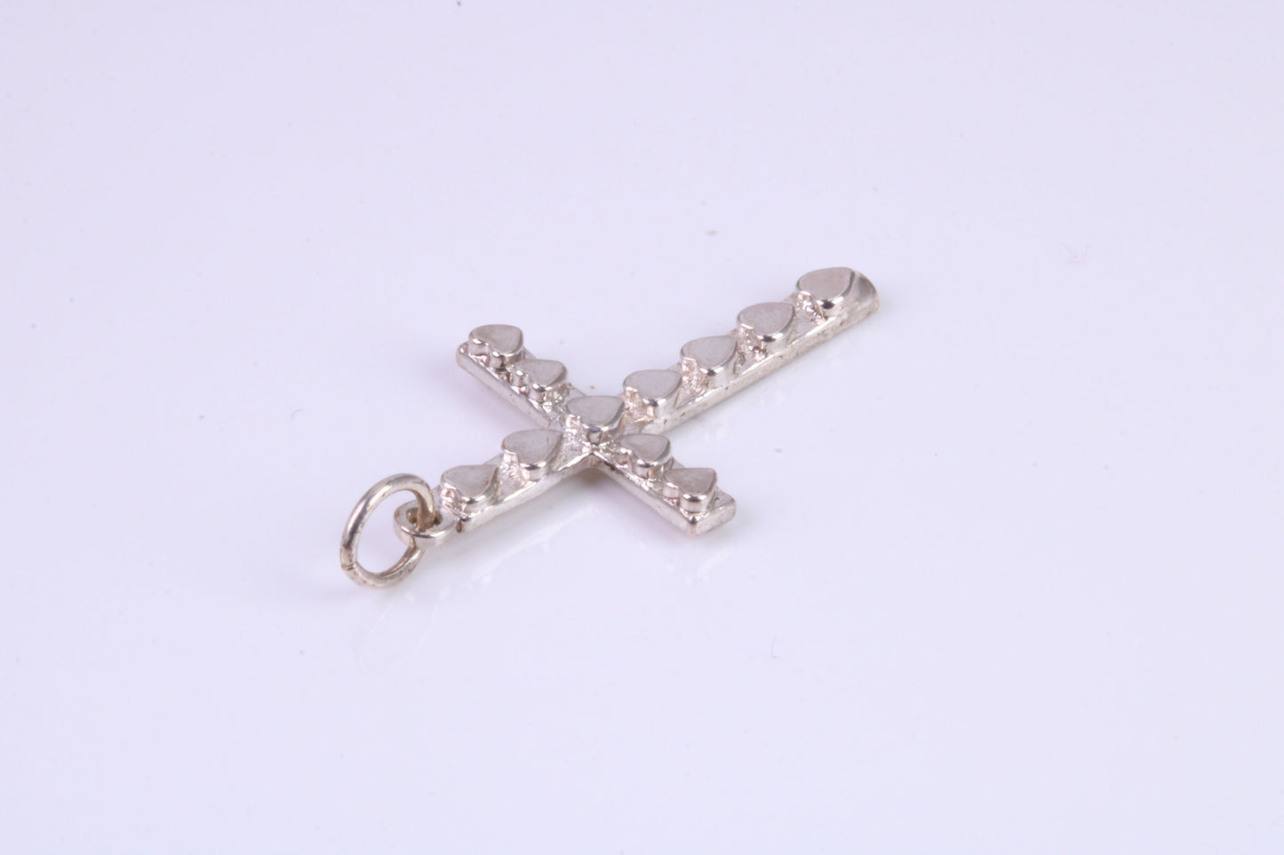 Small 25 mm Long, Silver Love Hearts Cross, Made From Solid Cast Silver