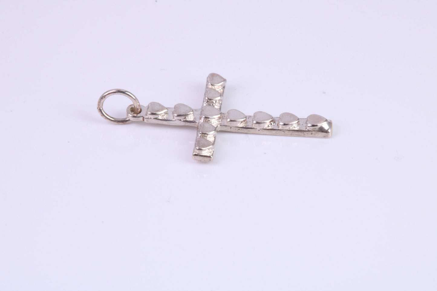 Small 25 mm Long, Silver Love Hearts Cross, Made From Solid Cast Silver