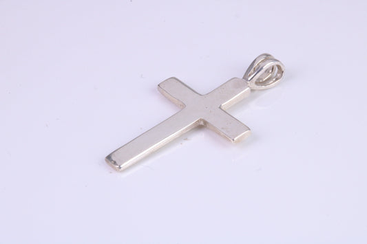 30 mm Long Plain Polished Silver Cross, Made From Solid Cast Silver