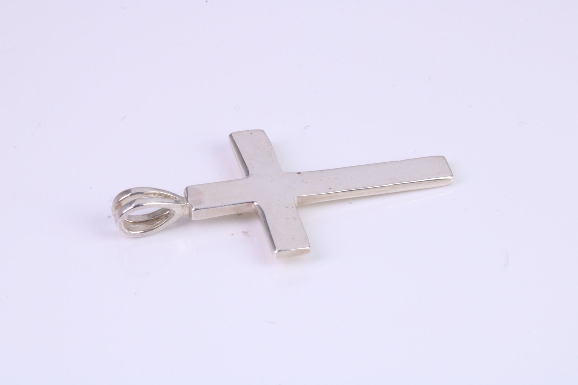 30 mm Long Plain Polished Silver Cross, Made From Solid Cast Silver