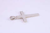 30 mm Long Plain Polished Silver Cross, Made From Solid Cast Silver