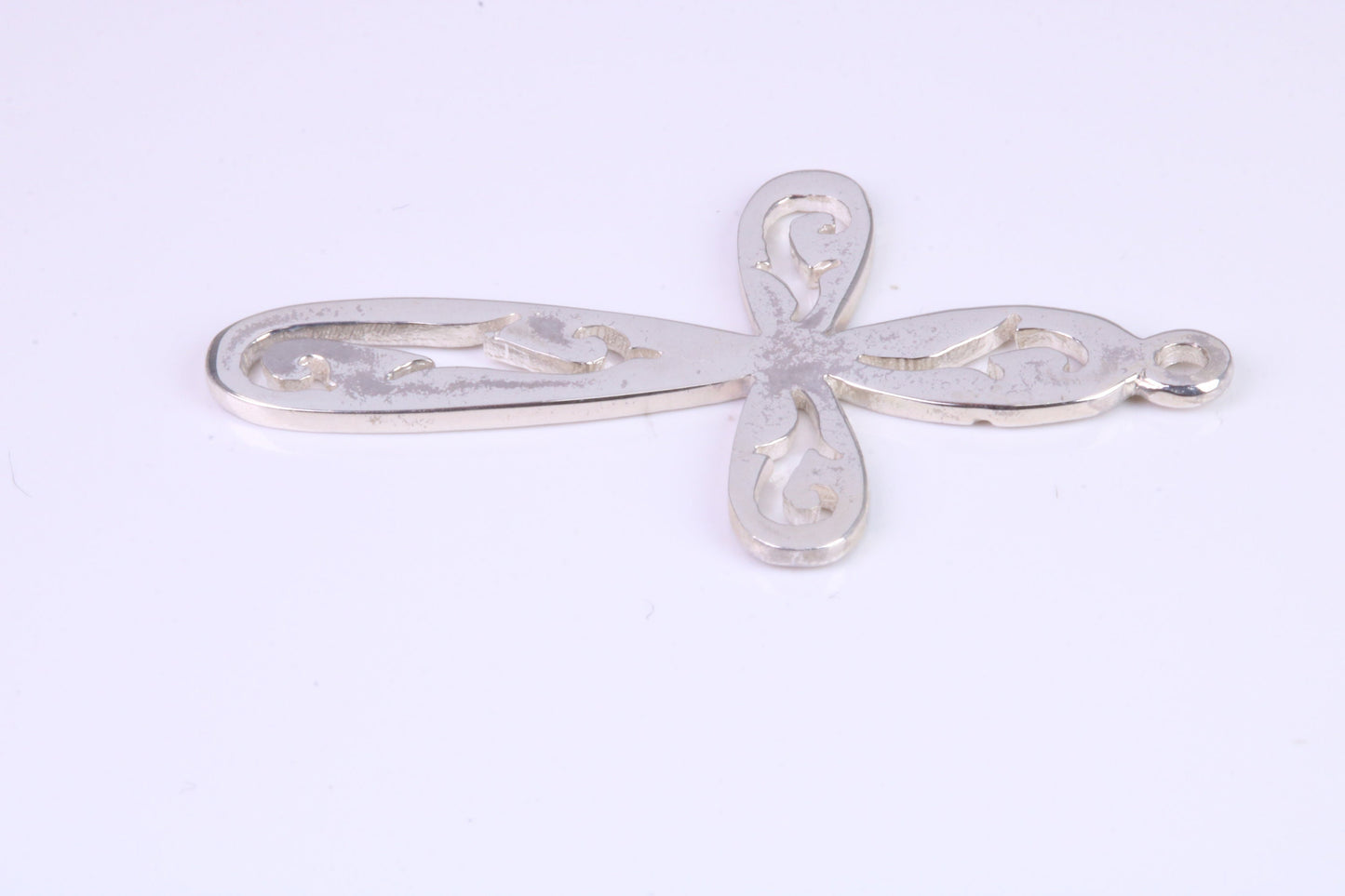 40 mm Long Patterned Cross, Made From Solid Cast Silver
