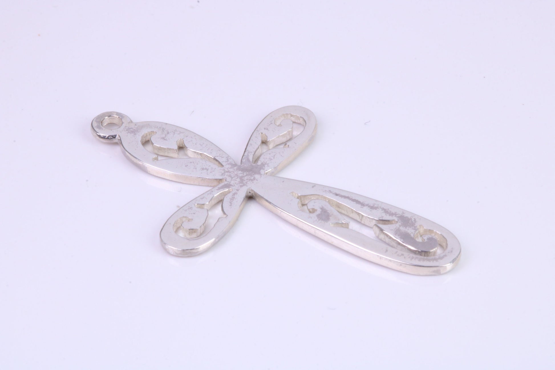 40 mm Long Patterned Cross, Made From Solid Cast Silver