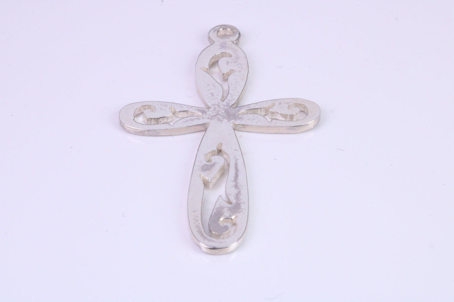 40 mm Long Patterned Cross, Made From Solid Cast Silver
