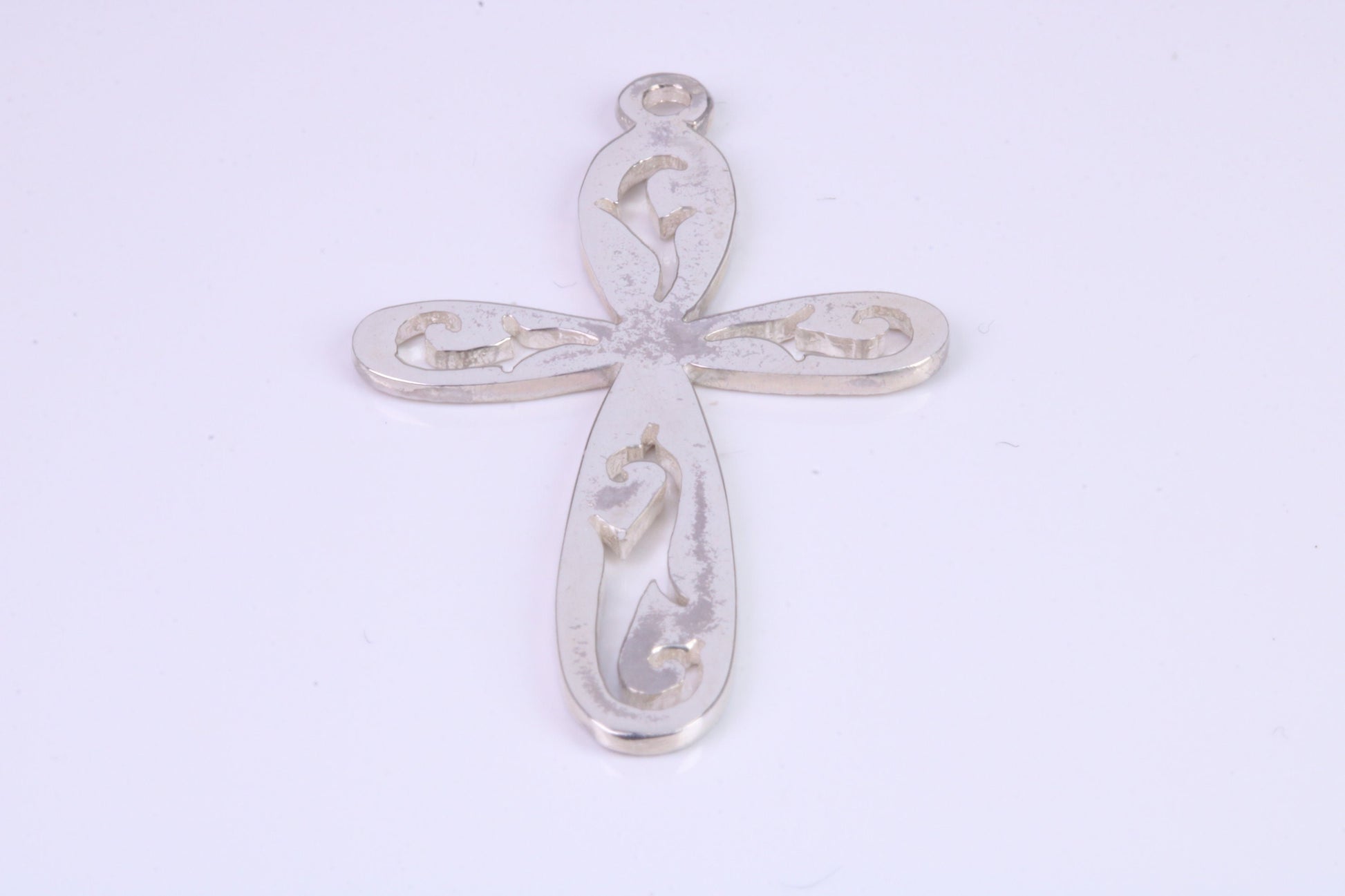40 mm Long Patterned Cross, Made From Solid Cast Silver