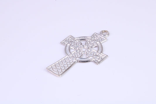 Small 25 mm Long Celtic Cross, Made From Solid Cast Silver, Complete With Silver Chain