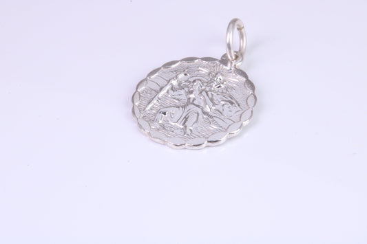 17 mm Round St Christopher, Made From Solid Cast Silver