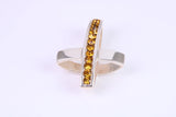 28 mm Long, Yellow C Z set Sterling Silver Cross, Made From Solid Cast Silver
