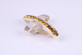 28 mm Long, Yellow C Z set Sterling Silver Cross, Made From Solid Cast Silver