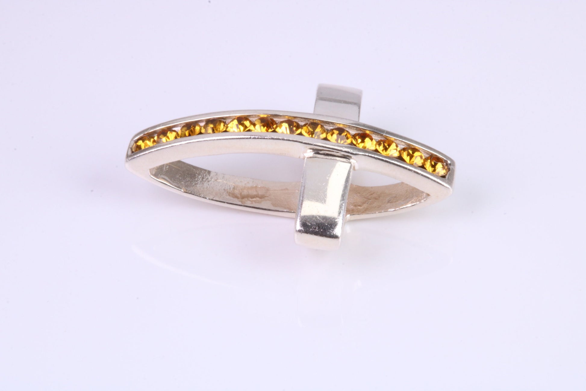 28 mm Long, Yellow C Z set Sterling Silver Cross, Made From Solid Cast Silver
