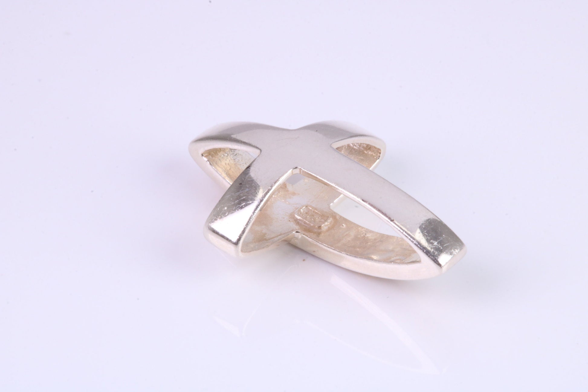 28 mm Long, Yellow C Z set Sterling Silver Cross, Made From Solid Cast Silver
