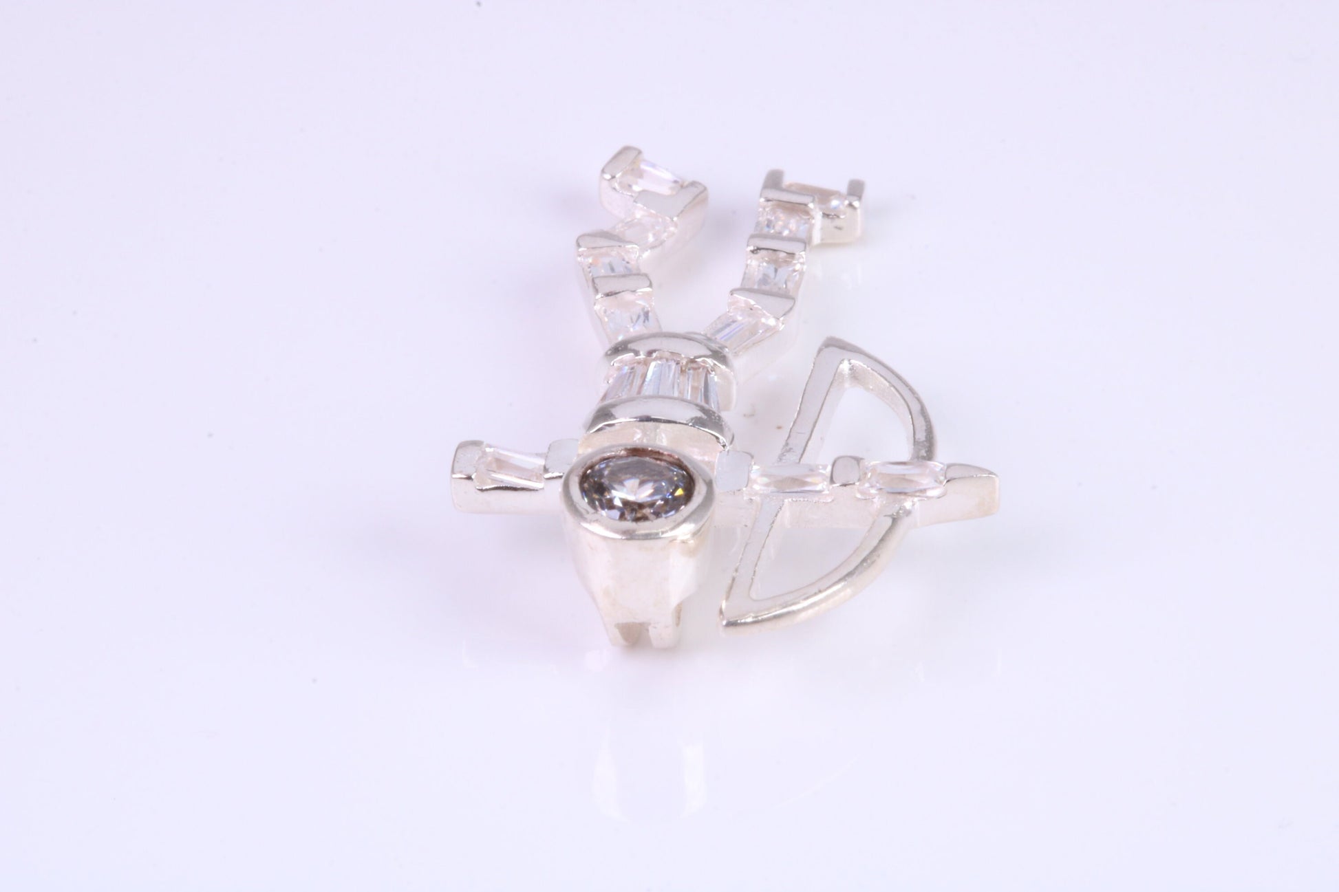Archer Pendant, Made From Solid Cast Silver and set with Diamond White Cubic Zirconia
