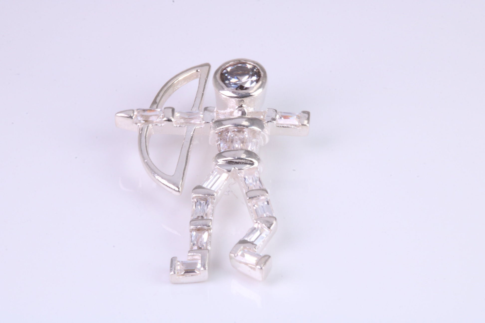 Archer Pendant, Made From Solid Cast Silver and set with Diamond White Cubic Zirconia