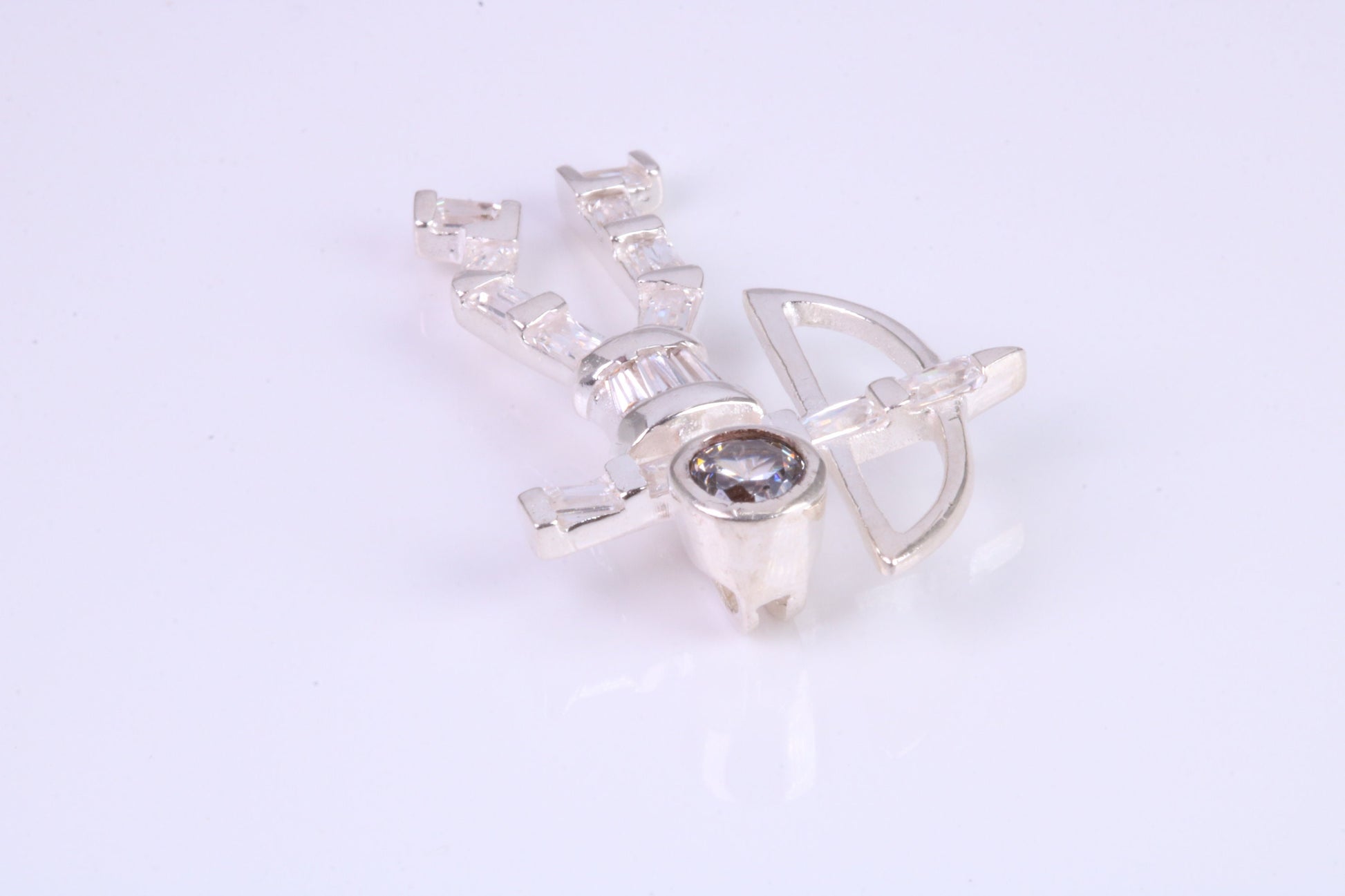 Archer Pendant, Made From Solid Cast Silver and set with Diamond White Cubic Zirconia
