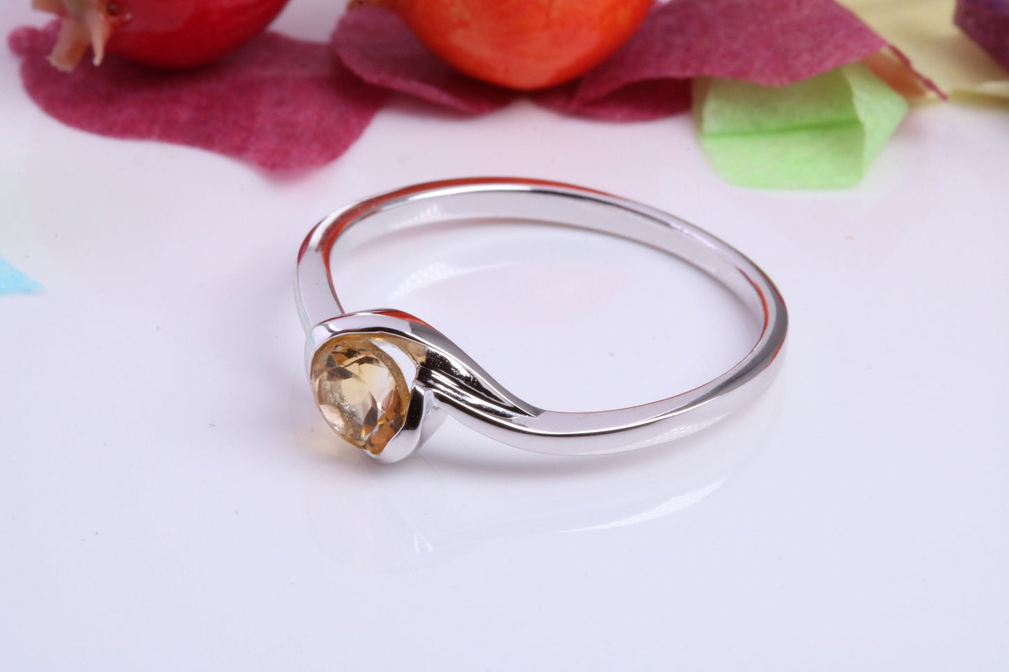 Natural Citrine set Sterling Silver Ring, Very Smooth Setting