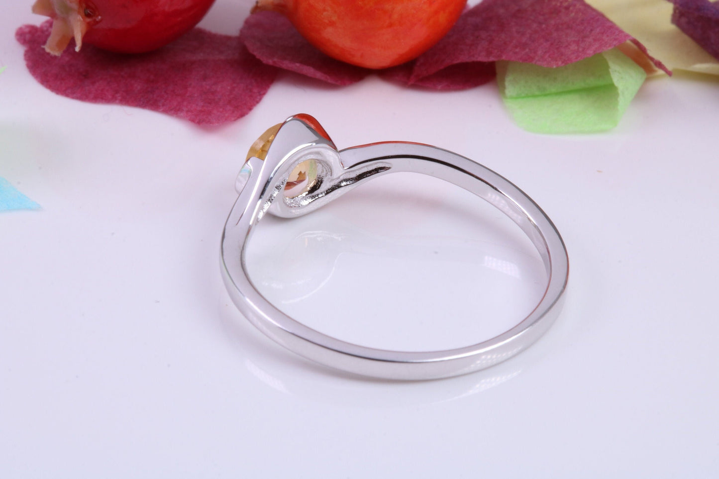 Natural Citrine set Sterling Silver Ring, Very Smooth Setting