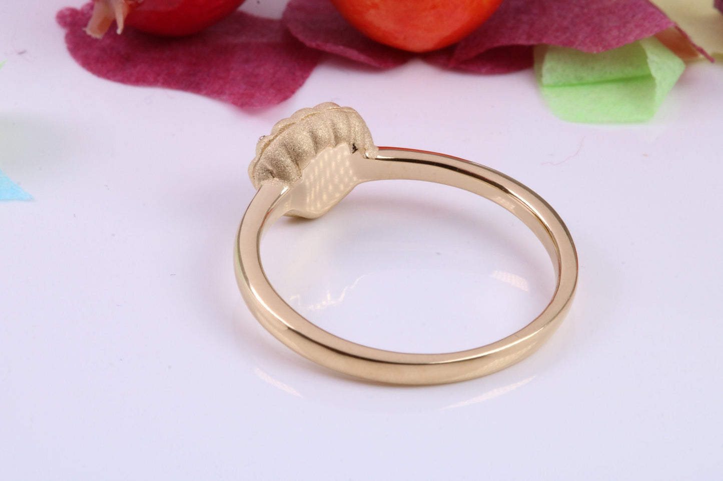 Shell Ring set with Cubic Zirconia, Made from solid Silver, Matt Finished with 18ct Yellow Gold Plating