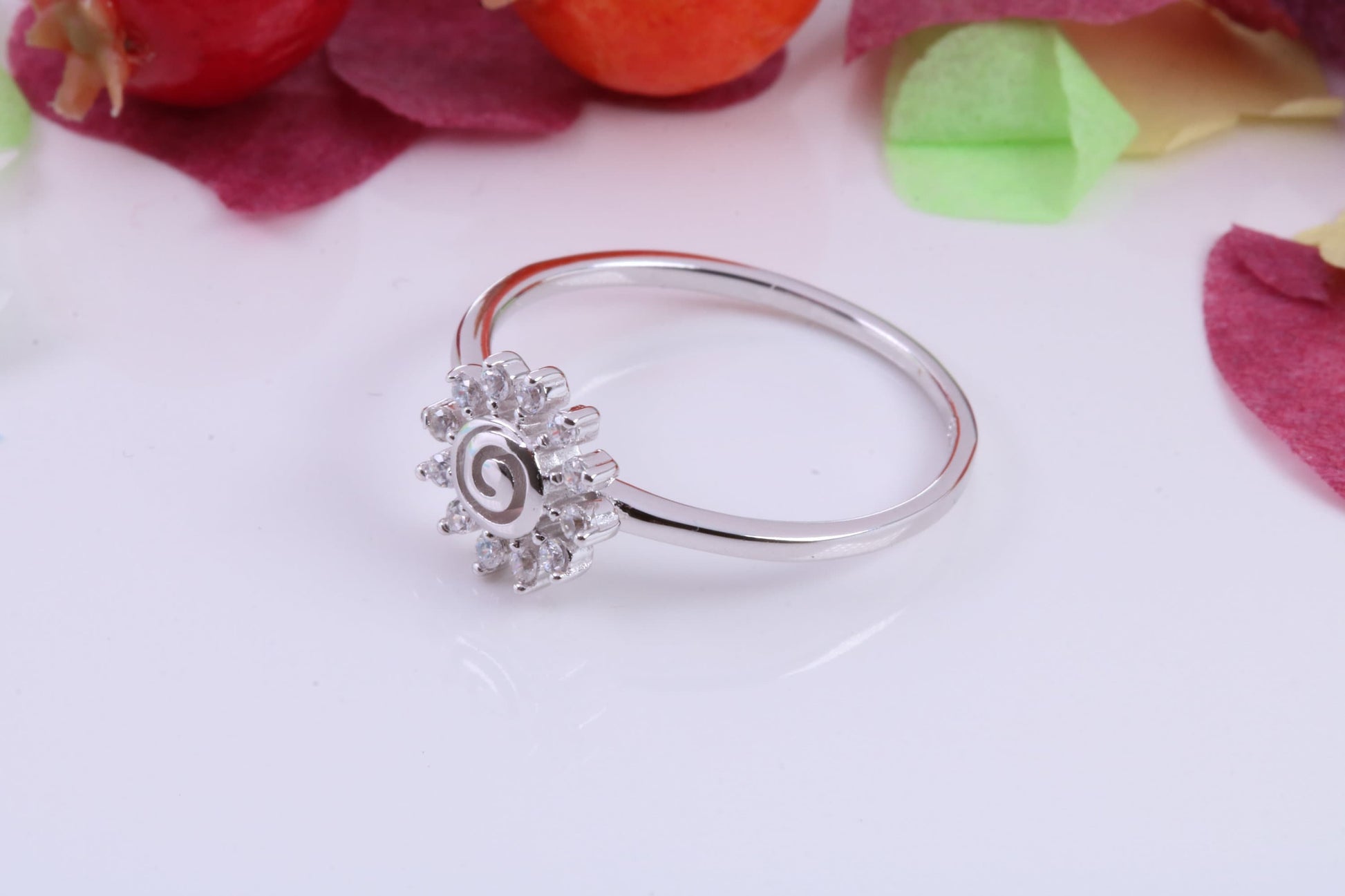 Cluster Cubic Zirconia set Ring, Made from solid Silver