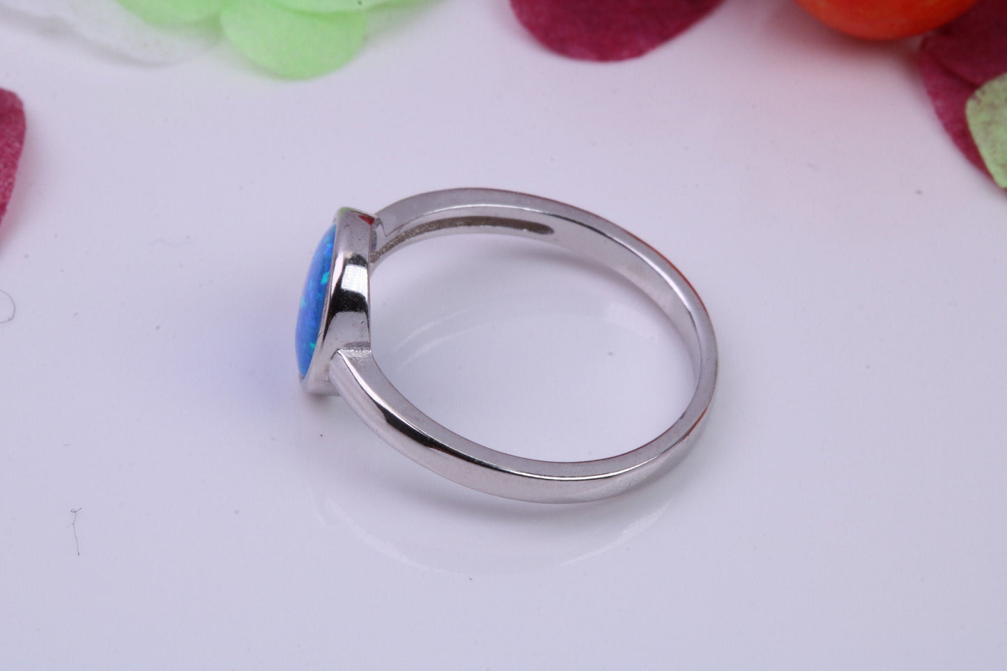 Blue Opal set Ring, Made From Solid Sterling Silver