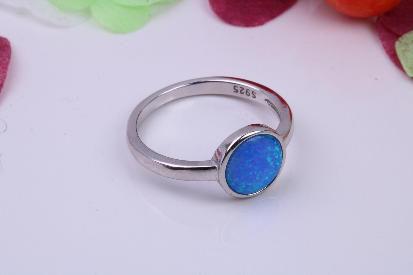 Blue Opal set Ring, Made From Solid Sterling Silver