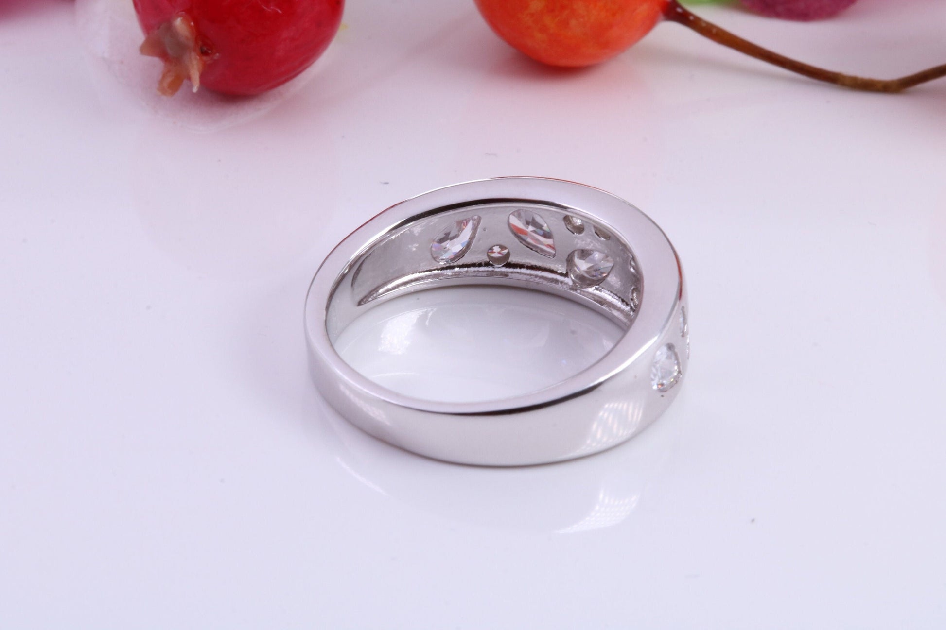 Very Dressy and Chunky Cubic Zirconia set Statement Ring, Made from solid Silver