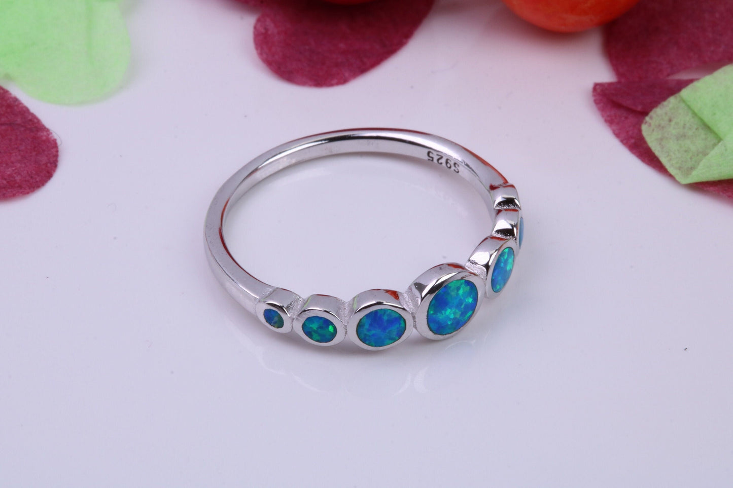 Blue Opal set Ring, Made From Solid Sterling Silver