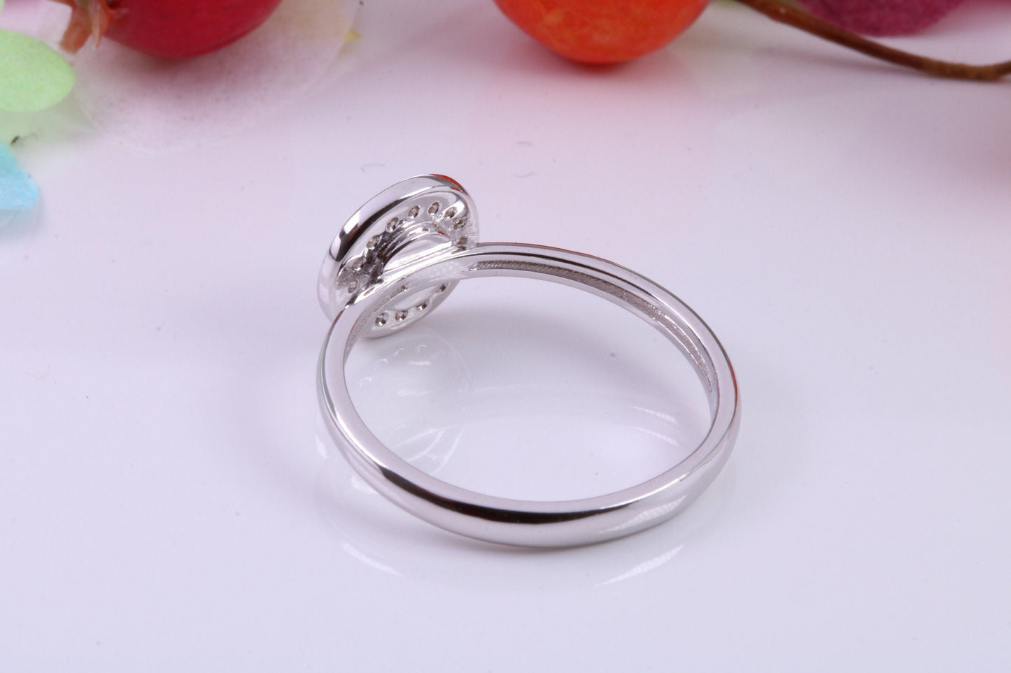 Mother of Pearl and Cubic Zirconia set Ring, Made from solid Silver