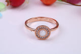 Mother of Pearl and Cubic Zirconia set Ring, Made from solid Silver, 18ct Rose Gold Plated