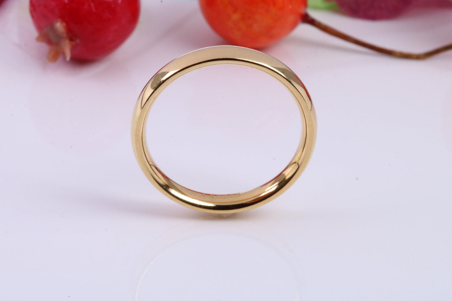 3 mm wide Simple Band, D Profile, Made from Solid Silver and Further 18ct Yellow Gold Plated